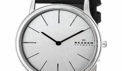 Skagen Mens Ultra Slim Watch 858XLSLC With Leather Strap