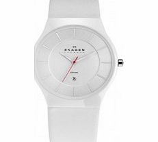 Skagen Mens White Ceramic Watch