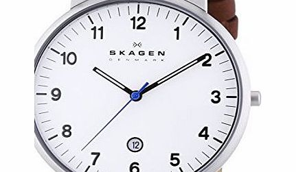 Skagen SKW6082 Mens White and Brown Klassik Leather Strap Watch