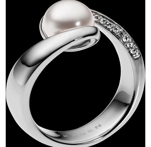 Skagen Steel Sea Austrian Pearl Ring - Ring Size