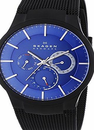Titanimum White Label Mens Quartz Watch with Blue Dial Analogue Display and Black Titanium Strap 809XLTBN