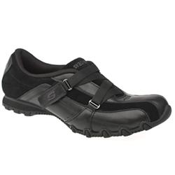 Skechers Female Bikers Curtains Leather Upper Fashion Trainers in Black