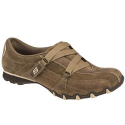 Skechers Female Bikers Curtains Leather Upper Fashion Trainers in Tan