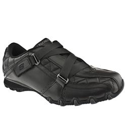 Skechers Female Bikers Curtains Quilt Leather Upper Fashion Trainers in Black