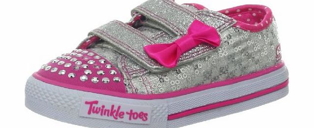 Skechers Girls Shuffles Trainers, Silver/Hot Pink, 8 UK Child