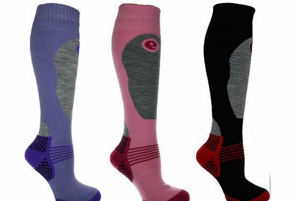 3 Pairs High Performance Ladies Ski Socks Long Hose Thermal Socks Size 4-7