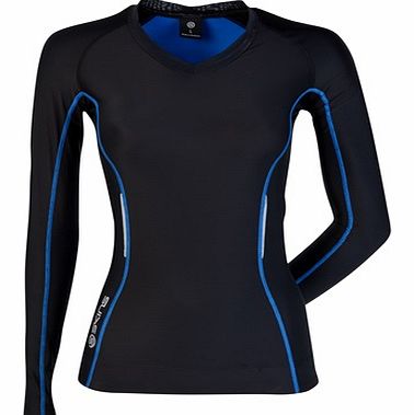 Skins A200 Long Sleeve Top - Black/Blue - Womens