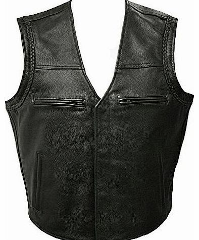 Skintan Leather Motorcycle Waistcoat - Anarchy Size XL / 46