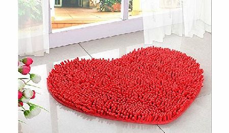 SKL 50CM*80CM Heart Love Microfiber Chenille Soft Fluffy Rug Bathroom Bedroom Carpet Mat (Red)