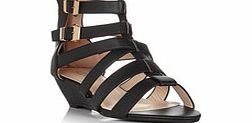 SKO BY AB Black wedge gladiator sandals