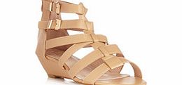 SKO BY AB Light tan wedge gladiator sandals