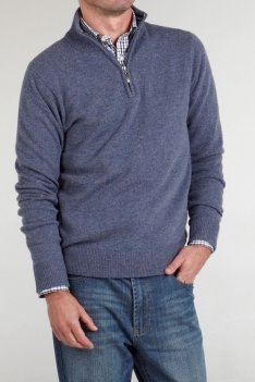 Lambswool Sweater with Zip Neck