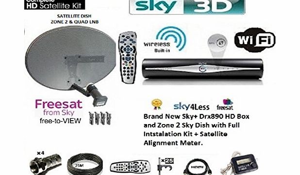 Sky4Less Sky DRX890W 500GB SKY  HD Box Set-top Box and Zone 2 Full Dish Kit. FOR SELF INSTALL
