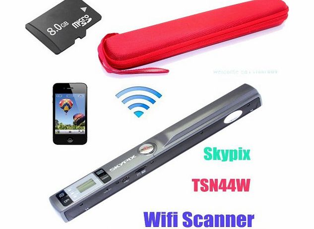 Free 8gb + Red Case + Skypix Wifi Portable Handheld Scanner 900dpi A4 Colour amp; Mono Handyscan Handheld Scanner for Document, Photo, Receipts, Books + JPG / PDF Format Selection(J0104+SD8GB+K0112)