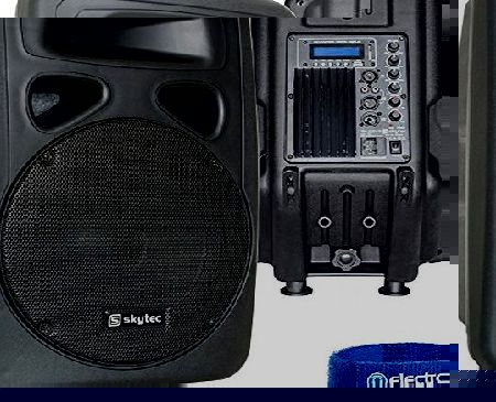 Skytec 15`` Inch Active Powered Bluetooth BT MP3 USB SD Speaker Mobile DJ PA Disco Party System 800W