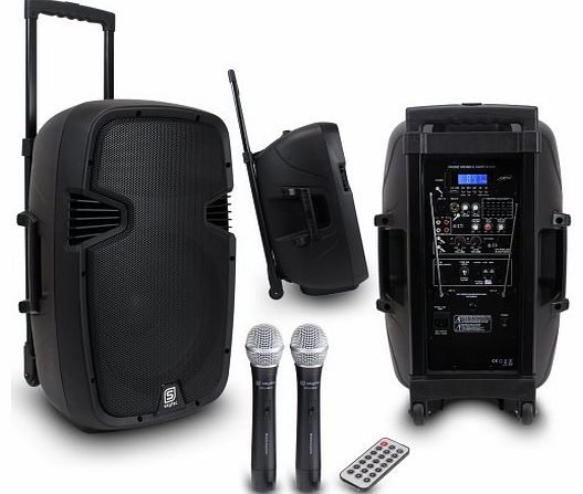 SPJ-PA912 12`` Active Mobile PA Speaker System + Wireless Mics 500W