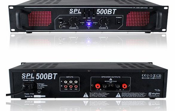 Skytec SPL-500BT Bluetooth Home Audio EQ Amplifier House Party Amp 2x 250W