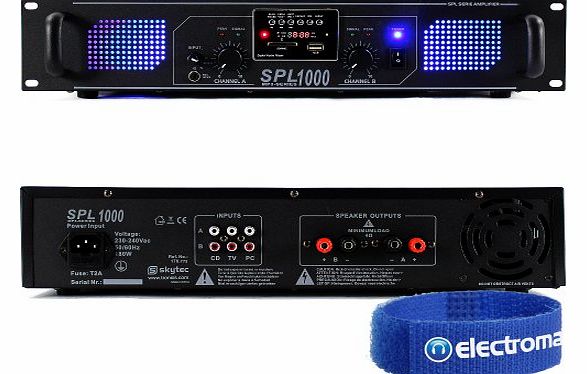 Skytec SPL1000 Professional Audio MP3 USB/SD DJ Disco PA Power Amplifier 1000W