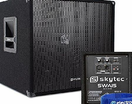 Skytec SWA15 15`` Active Subwoofer Bass Bin DJ Disco Party PA Sub Speaker 600W