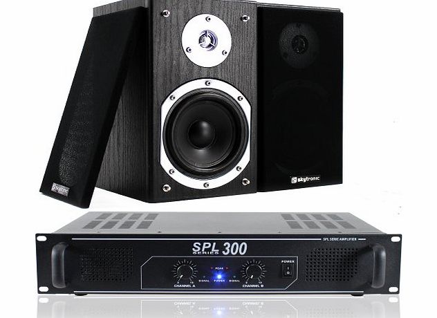 2x Skytronic 5`` 2-Way Hi-fi Bookshelf Speakers + Home Audio Hifi Amplifier 140W