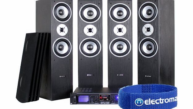 Skytronic 4x Skytronic Hi-fi Tower Stereo Speakers   Amplifier House Party System 1400W