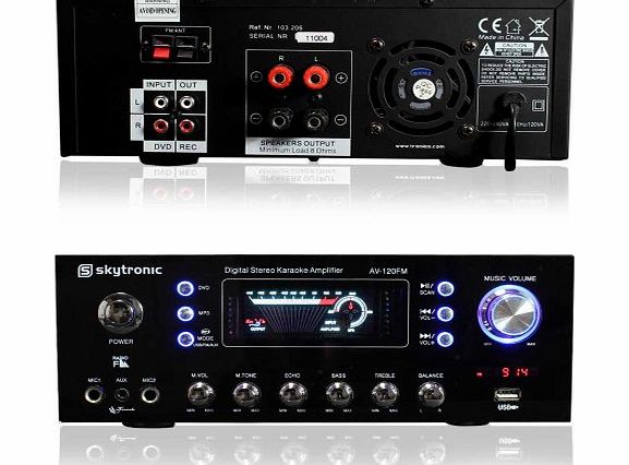 Skytronic AV-120 Mini PA Audio Home Cinema Karaoke Hifi USB Amplifier 120W