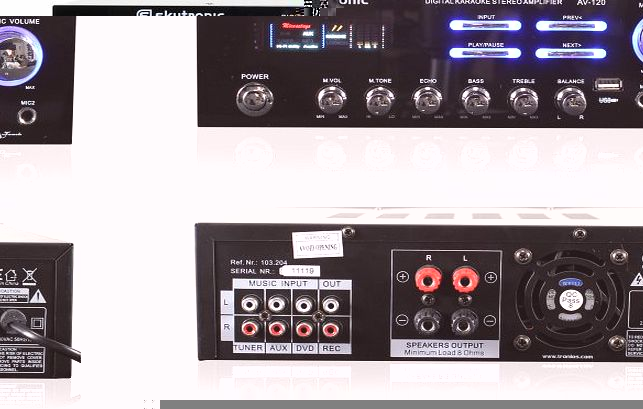 Skytronic AV-120 Stereo Karaoke Home Cinema Stereo Hifi Audio Amplifier 120W