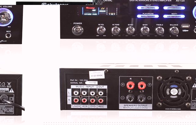 Skytronic AV-120 Stereo Karaoke Home Cinema Stereo Hifi Audio Amplifier 120W