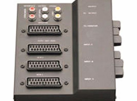 Skytronic Scart switch box 3 SCART in, 1 SCART out plus 6 RCA phono sockets