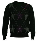 Slazenger Heritage 9-Star Argyle Black V-Neck