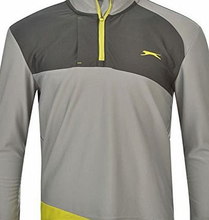 Slazenger Kids Golf Pullover Junior Boys Jumper Long Sleeve Top Zip Neck Grey/Charcoal 11-12 (LB)