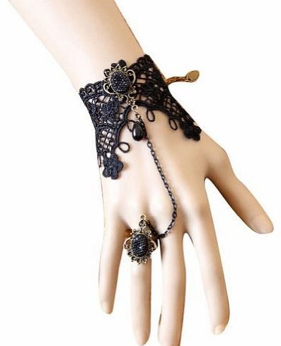 onfine Vintage Wedding Palace Gothic Rock Women Lady Lace Chain Wristband Bracelet