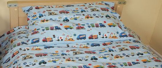 Sleeptight Cars/Vehicle/Police/fire Cot Bed/Junior Duvet Cover amp; Pillowcase - 120x150cm - 100 Cotton - UK Made