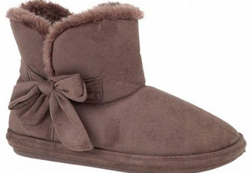 Slippers Womens Faux Suede Brown Furry Bootee Slipper Ladies Warm Slippers Sizes UK 4