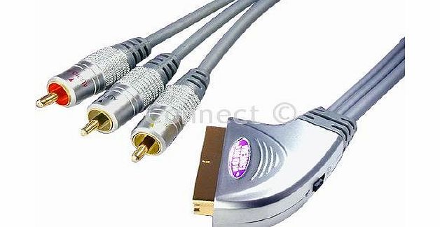 SLX Gold Switched scart lead to 3 phono plugs