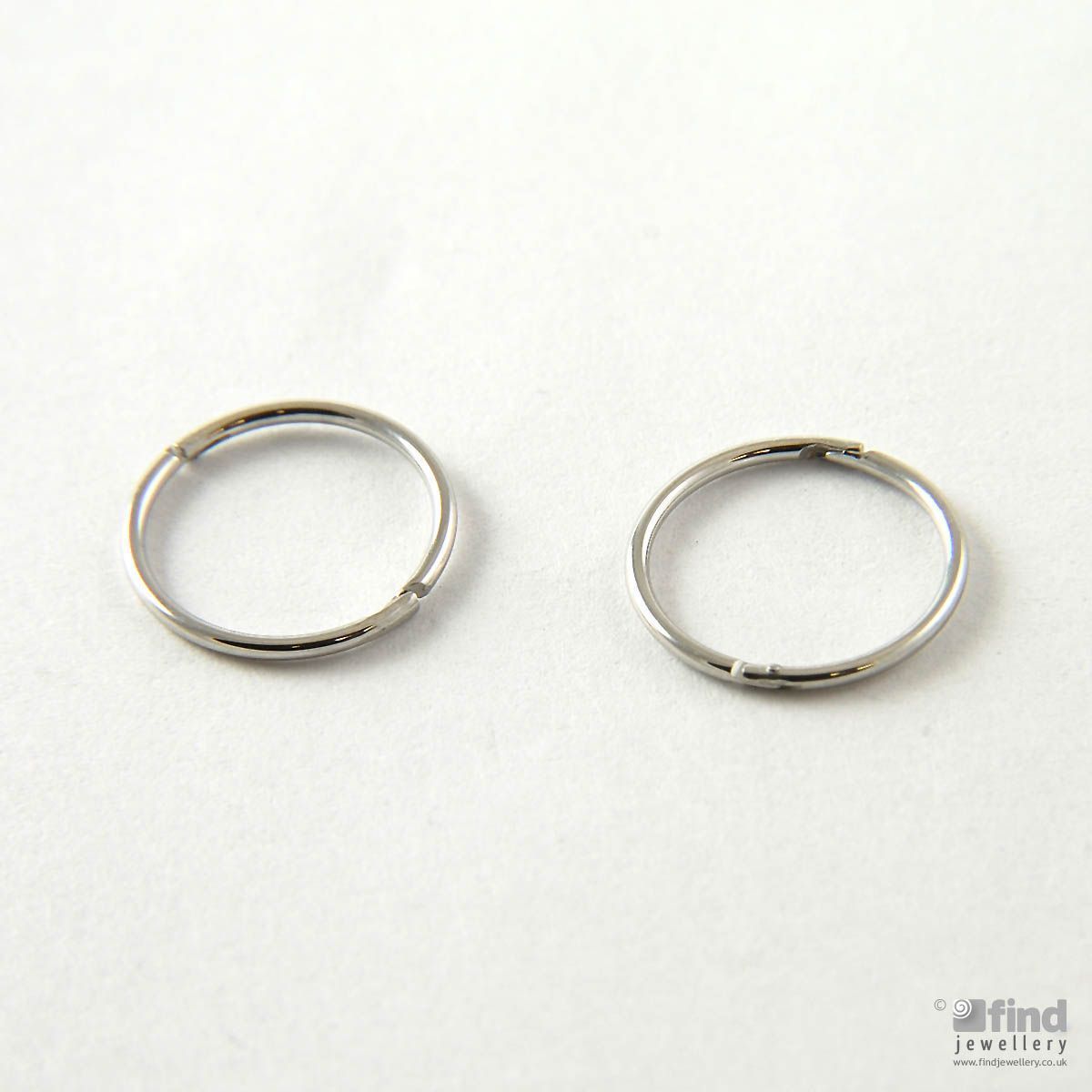Small 11mm 9ct White Gold Sleeper Hoop Earrings