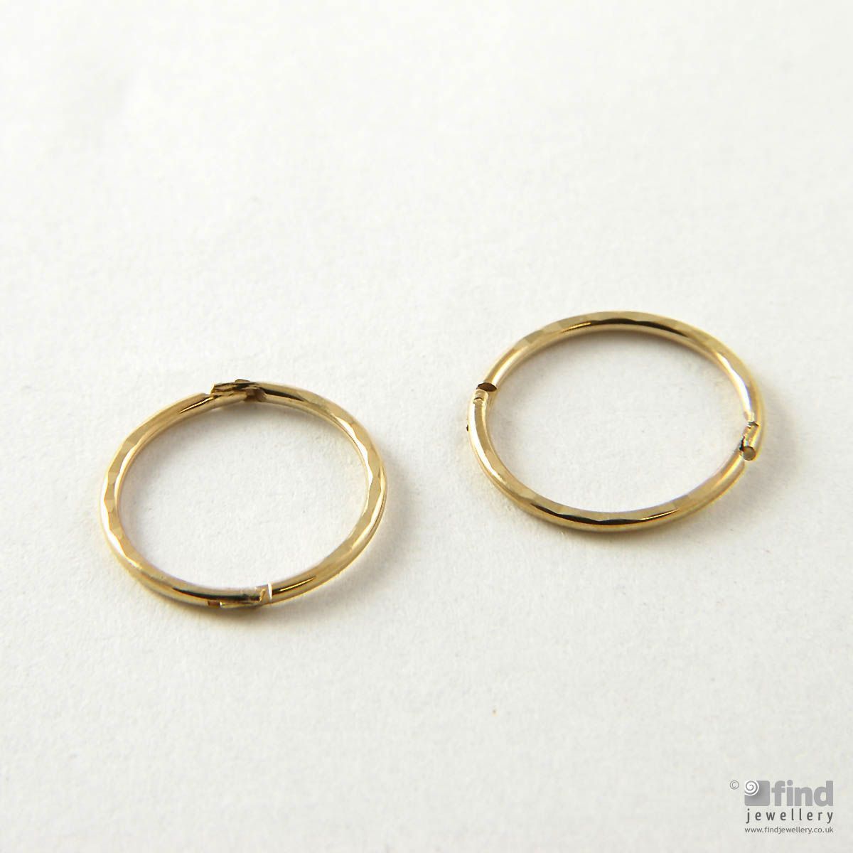 Small 9ct Gold 12mm Diamond cut Sleeper Earrings