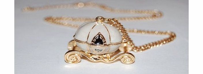 Cinderellas Pumpkin Coach Locket Costume Necklace In Gold Tone (In Gift Pouch) Cute and Unusual Fashion Jewellery