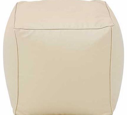 Small Leather Effect Beanbag Cube - Cream