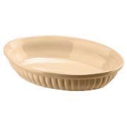 Small Oval Ribbed Cream Ceramic Oven Dish