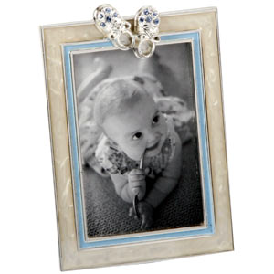 Small Silverplated Baby Boy Bootee Photo Frame