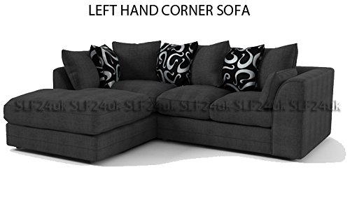 Porto Darcy Corner Group Sofa in Black Sawana Fabric - Left or Right Hand (Left Hand Corner)