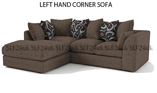Smart Line Furniture Ltd. Porto Darcy Corner Group Sofa in Brown Sawana Fabric - Left or Right Hand (Left Hand Corner)