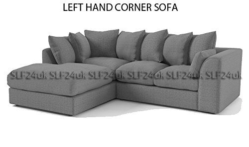 Smart Line Furniture Ltd. Porto Darcy Corner Group Sofa in Grey Sawana Fabric - Left or Right Hand (Left Hand Corner)