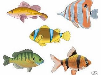 Smarts-Art Tropical Fish Stickers X 5 Set F2 Bathroom Tiles