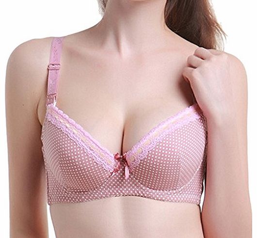 Smartstar Maternity Women Ladies Polka Dot Softcup Nursing Bra-80B - Pink