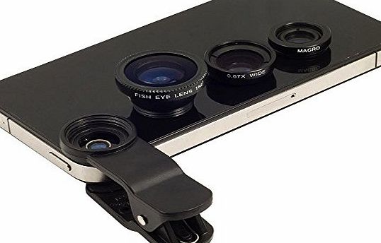 SmartStep 3 in 1 Camera Set Fish Eye Wide Angle Macro Lens  Clip For Smart Phone amp; iPhone (Black)