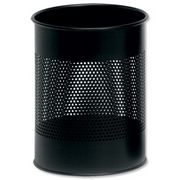 Smead Bin Round Metal 165mm Perforated D260xH315mm 15 Litres Black Ref A2900-0359