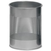 Smead Bin Round Metal 165mm Perforated D260xH315mm 15 Litres Metallic Silver Ref A2900-03518