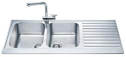 Smeg LPD116D Double Bowl Inset Sink with Drainer - Right Hand Drainer